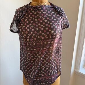 Isabel Marant Women’s Short Sleeve Printed Top in Charcoal and Pink